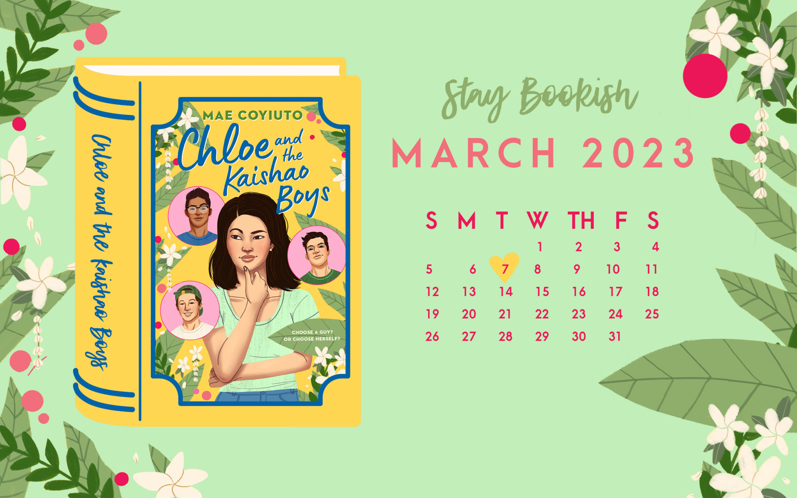 Stay Bookish March 2023 Desktop Wallpaper - Chloe and the Kaishao Boys by Mae Coyiuto