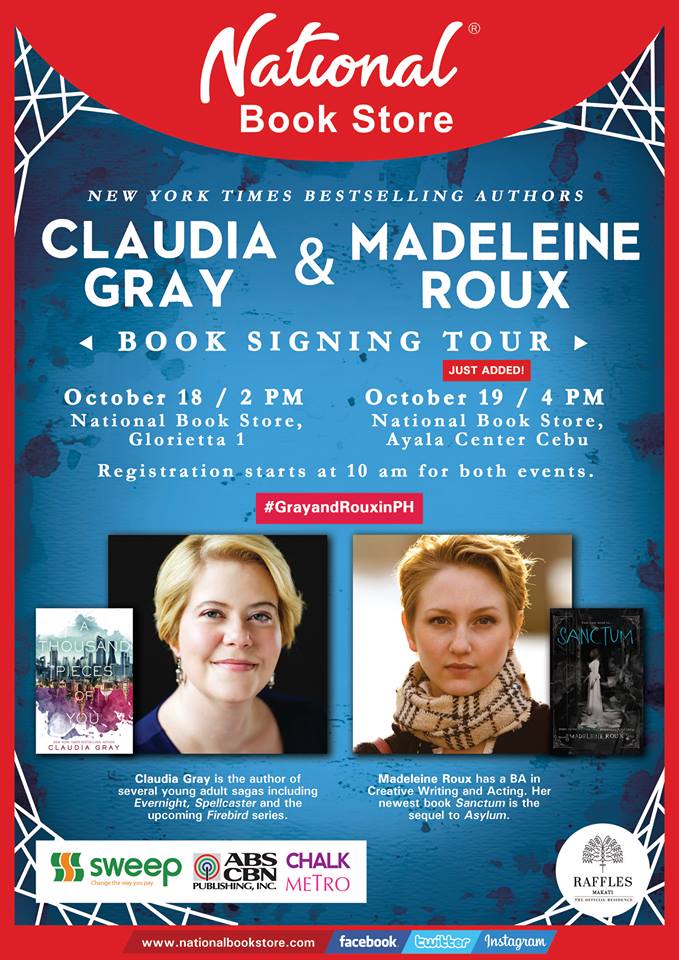 claudia gray madeleine roux manila philippines national book store signing