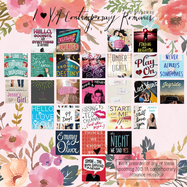 2015 ya contemporary romance releases giveaway
