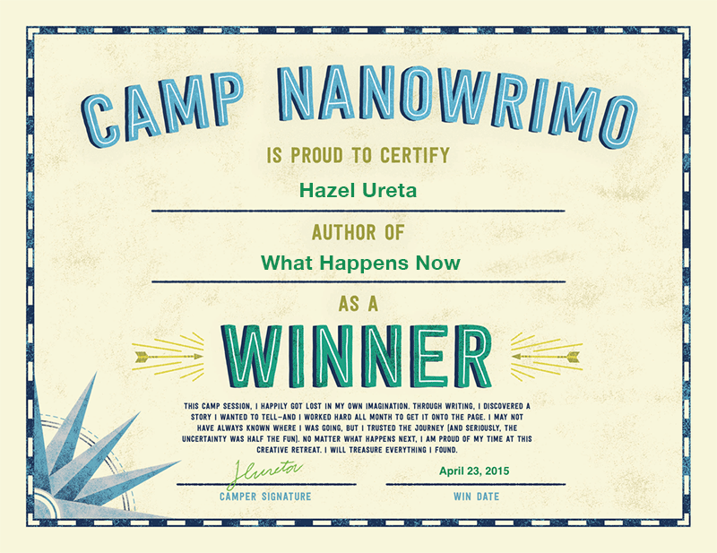 camp nanowrimo 2015 winner certificate