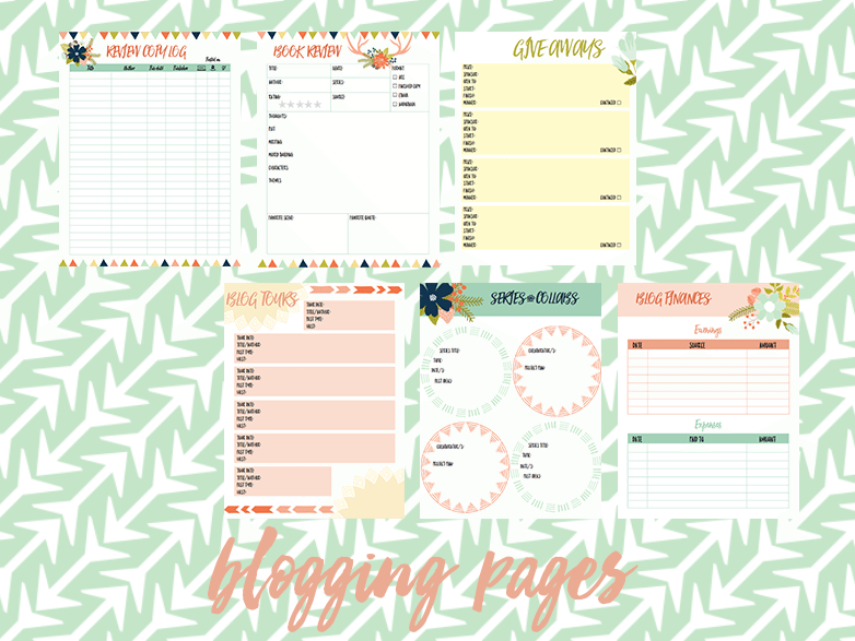 2016 book blog planner blogging pages