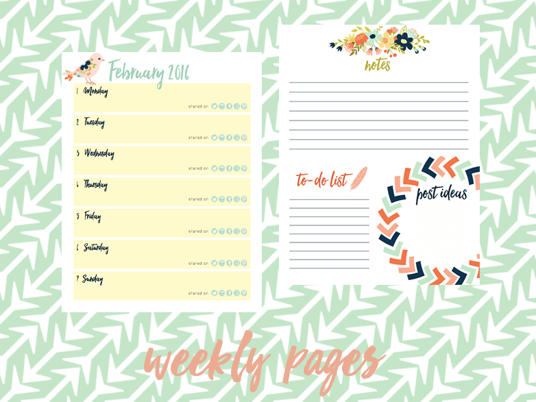 2016 book blog planner weekly pages