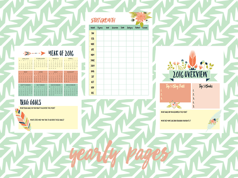 2016 book blog planner yearly pages