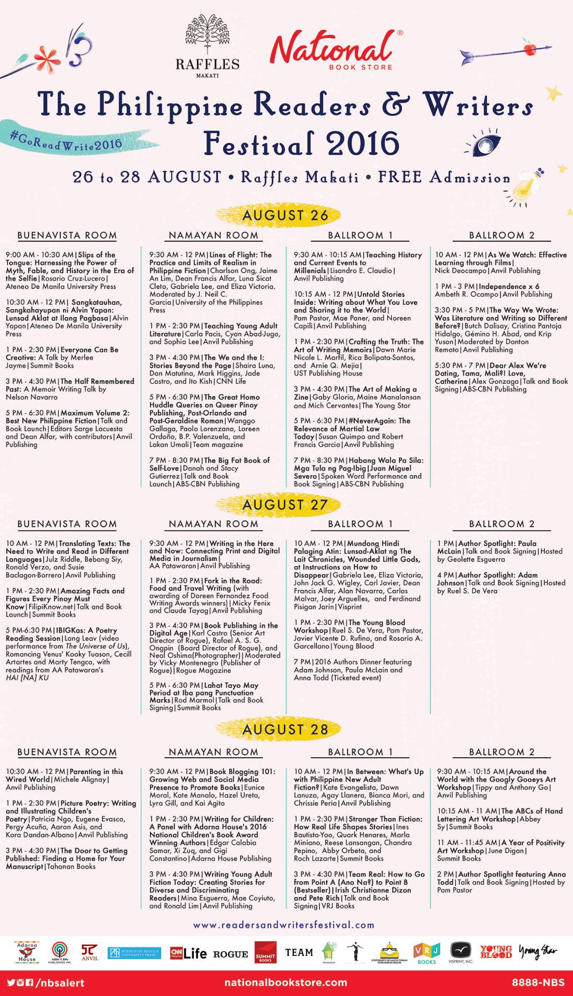 The Philippine Readers and Writers Festival - Event Schedule